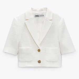 Zara textured crop blazer